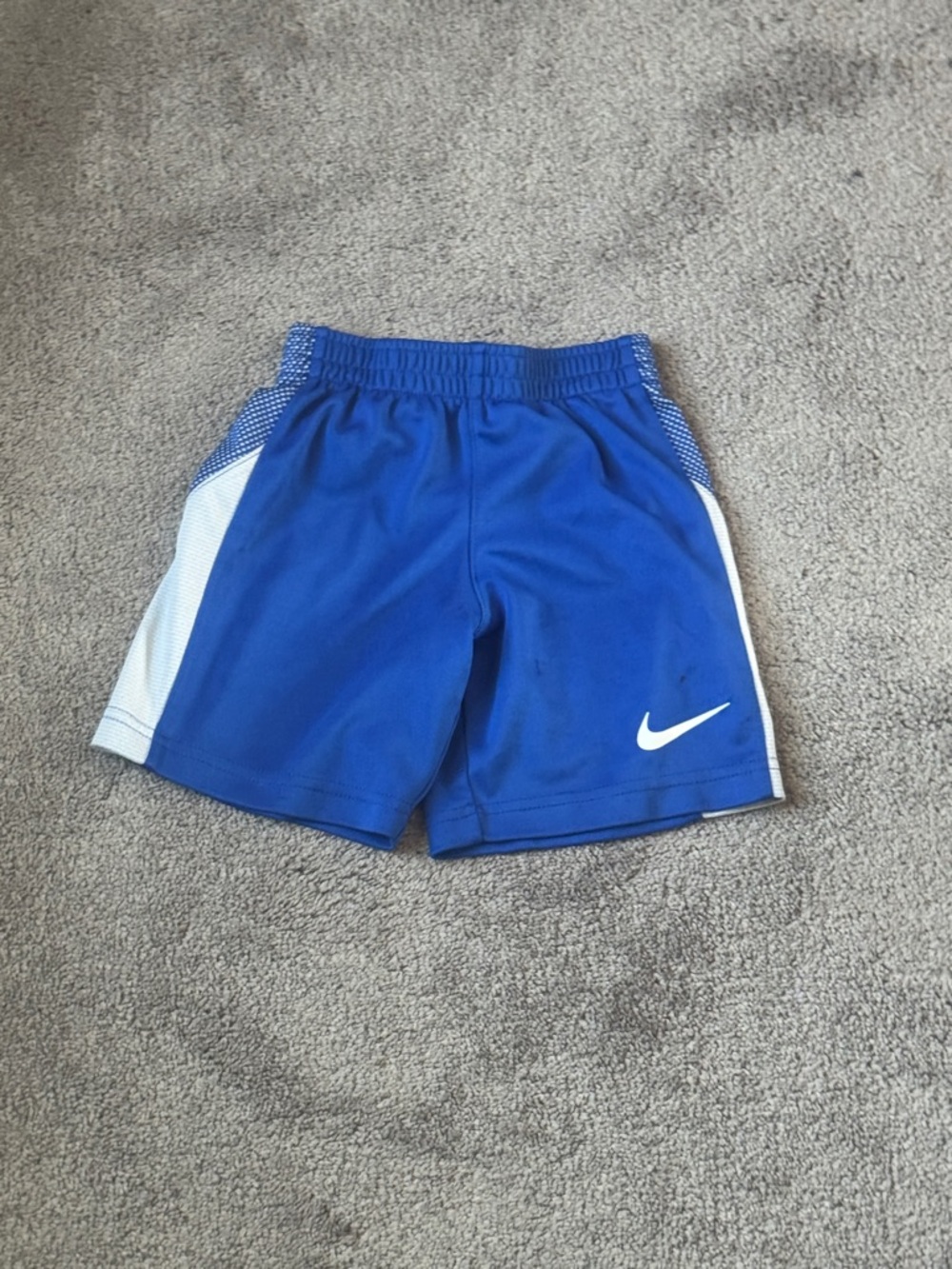 Nike Blue White Athletic Shorts Elastic Waist Logo Boys SIZE S